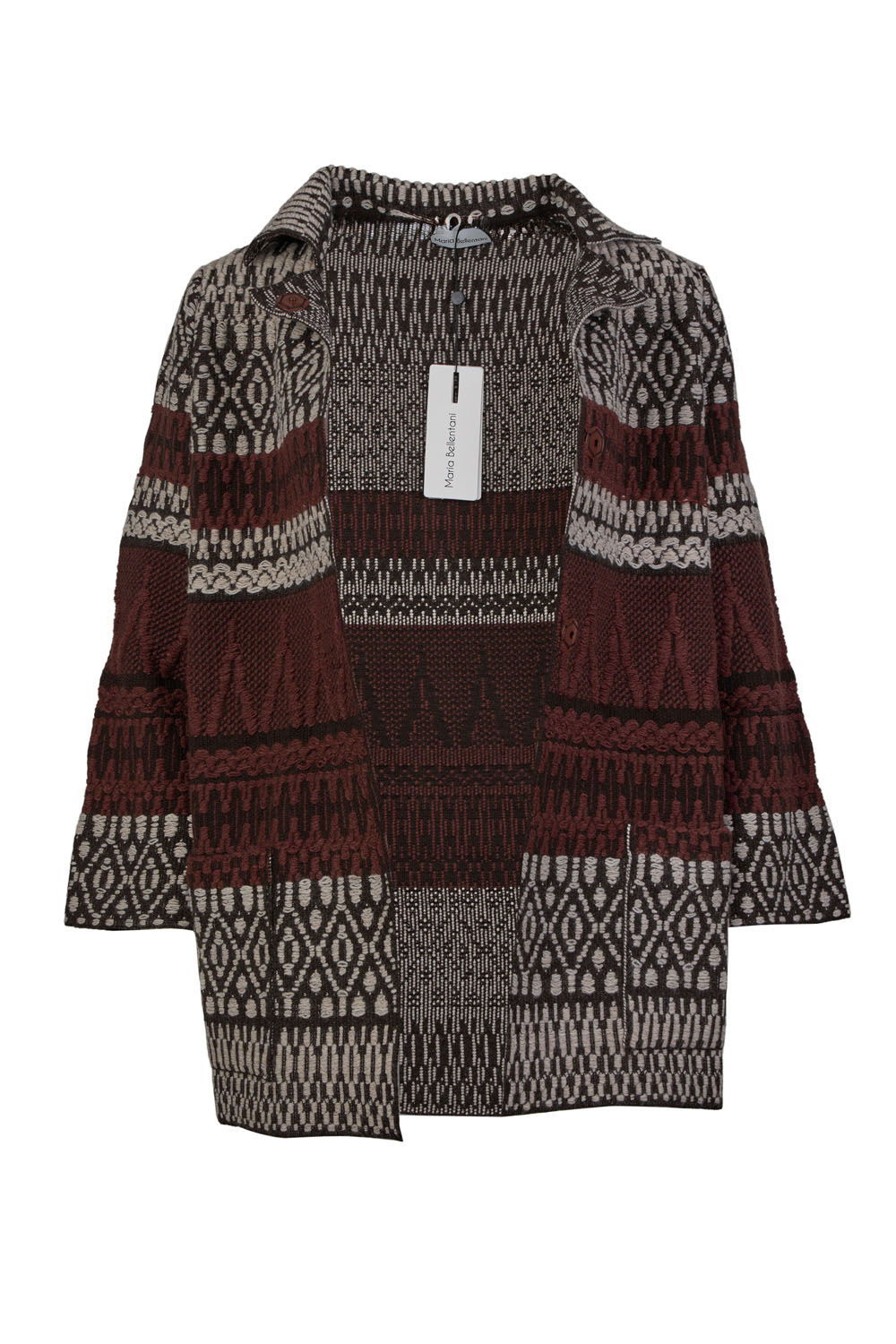 Colour Block Boho Textured Patterned Coatigan with Large Pockets – Maria Bellentani
