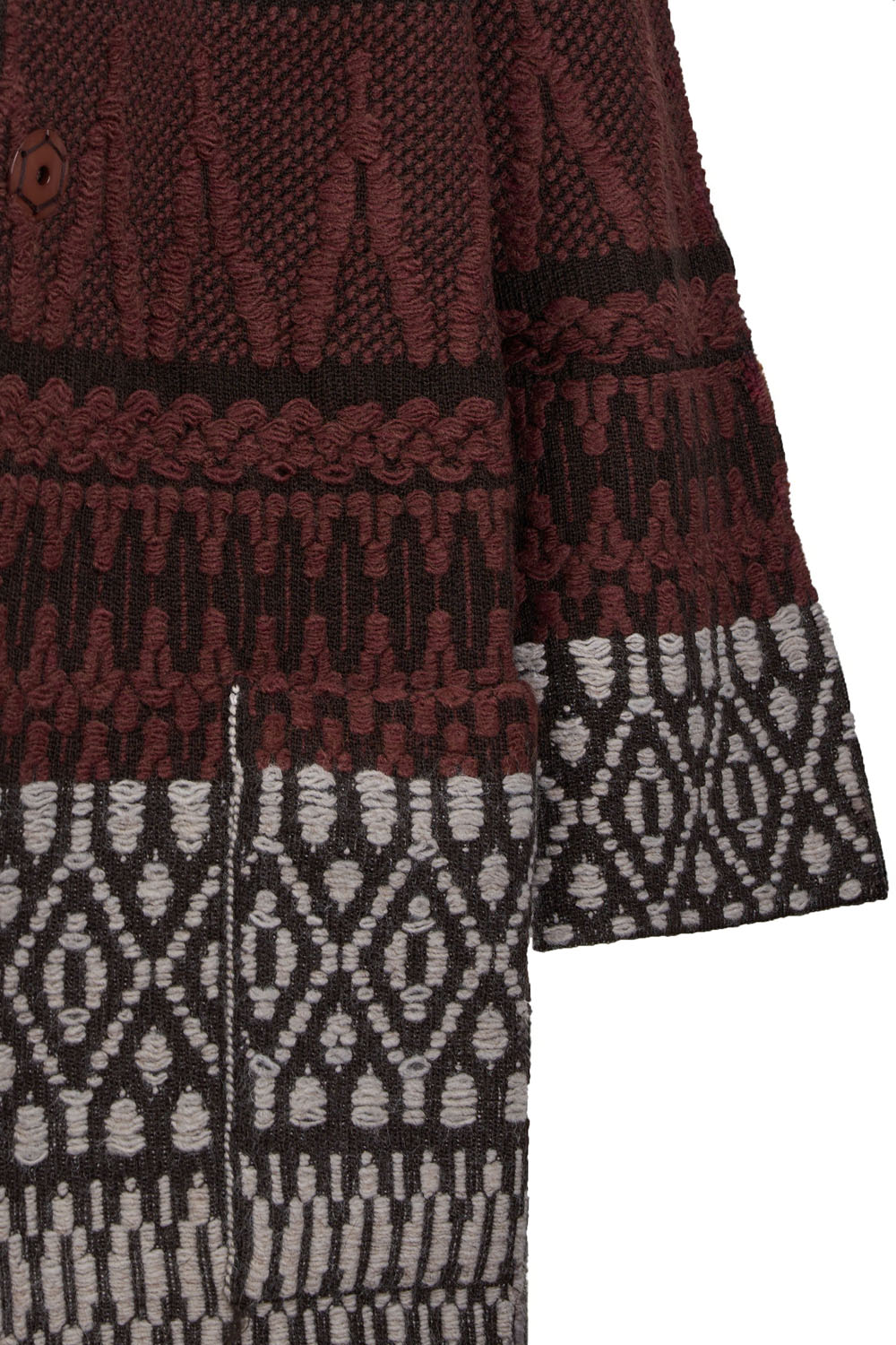 Colour Block Boho Textured Patterned Coatigan with Large Pockets – Maria Bellentani