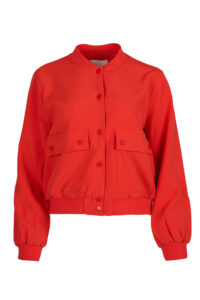 Utility Style Bomber Jacket - Ichi - Geranium Red, 36