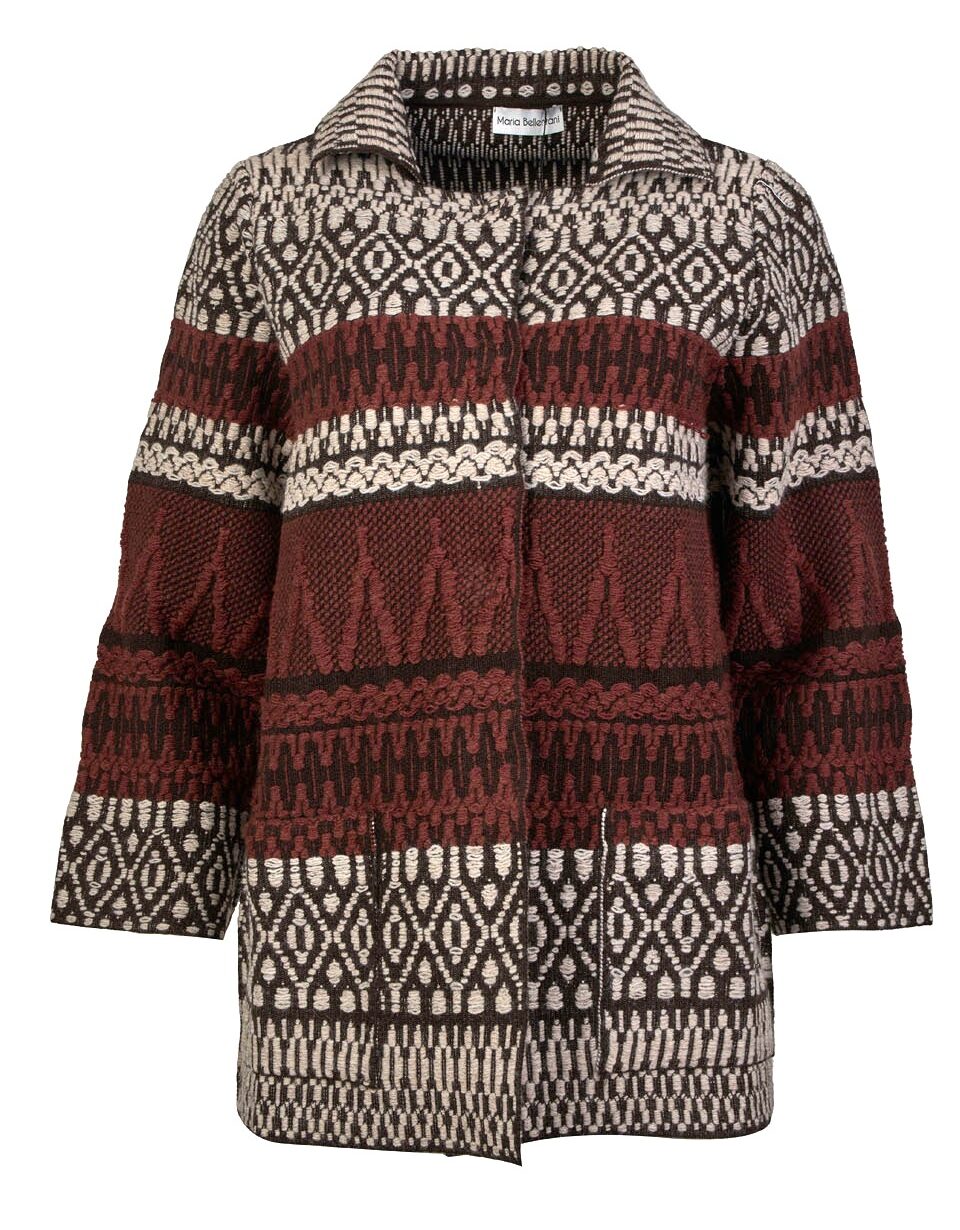 Colour Block Boho Textured Patterned Coatigan with Large Pockets – Maria Bellentani