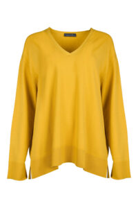 Soft V-Neck Long Sweater - Elena Miro - Mustard, L(IT50)