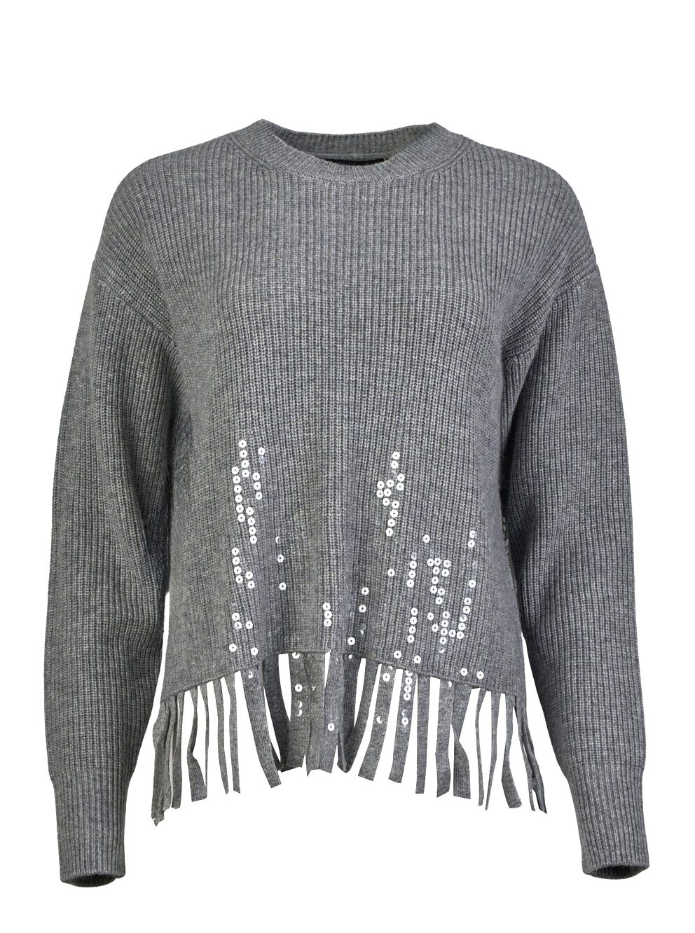 Image of Knitted Sweater with Sequin and Fringe Detail – Kaos