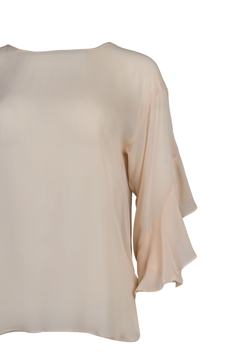 Sheer Blouse with Back Yoke and Sleeve Flounce Detail – Marella