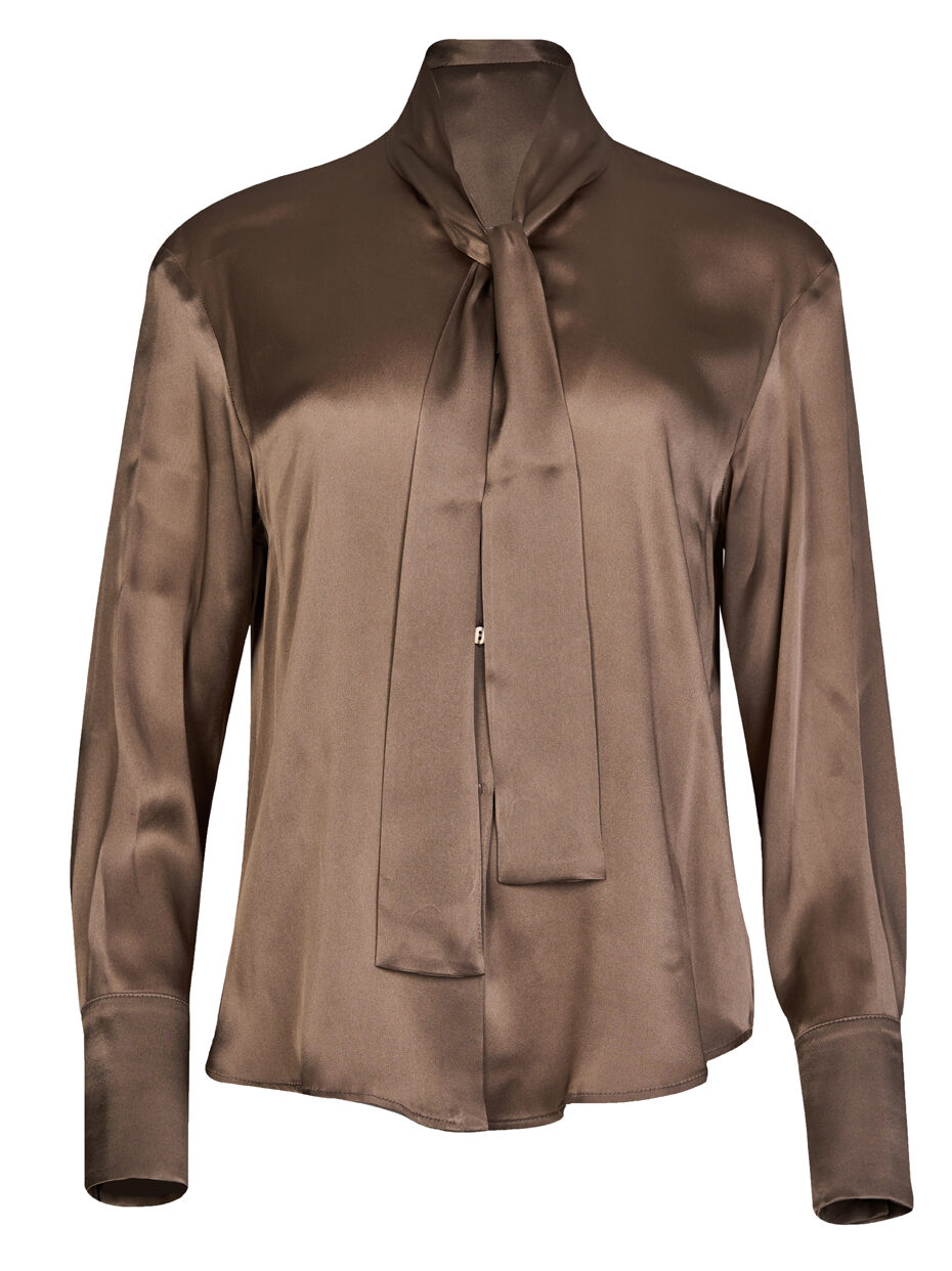 Pussy Bow Sateen Shirt with Large Cuffs – Caractere