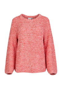 Chunky Rib Mélangé Sweater - Ichi - Geranium/Cream, L