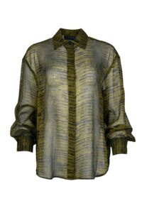 Sheer Snakeskin Fly Front Oversized Shirt - Kaos - Moss Green, IT 42