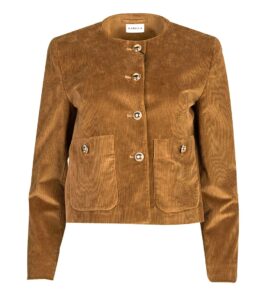 Image of Cropped Corduroy Jacket with Rounded Neckline,Large Pockets and Metal Buttons – Marella