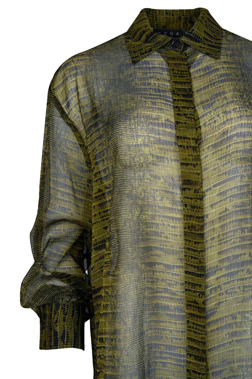 Sheer Snakeskin Fly Front Oversized Shirt – Kaos