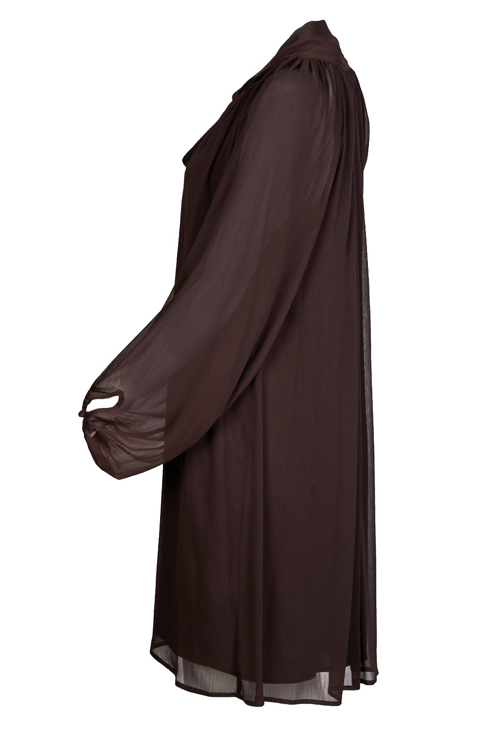 Pussy Bow Ruched Sheer Dress with Large Puffed Sleeves – Caractere