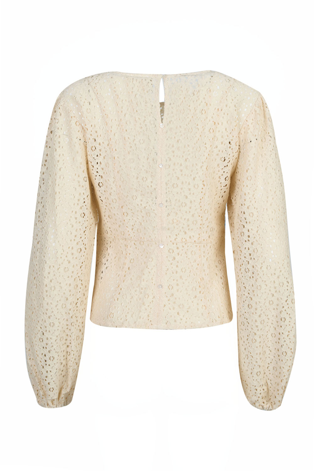 Puffed Sleeve Lace Peplum Blouse – Ichi