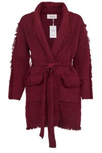 Image of Long Wooly Cardigan with Fringe Details,Tie Belt and Large Pockets – Orlinn