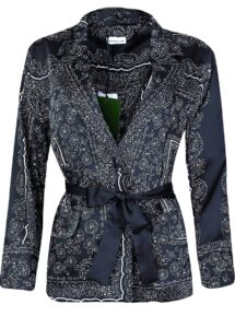 Silky "Bandana" Pattern Jacket with Waist Tie - Marella - Black / White, IT 42
