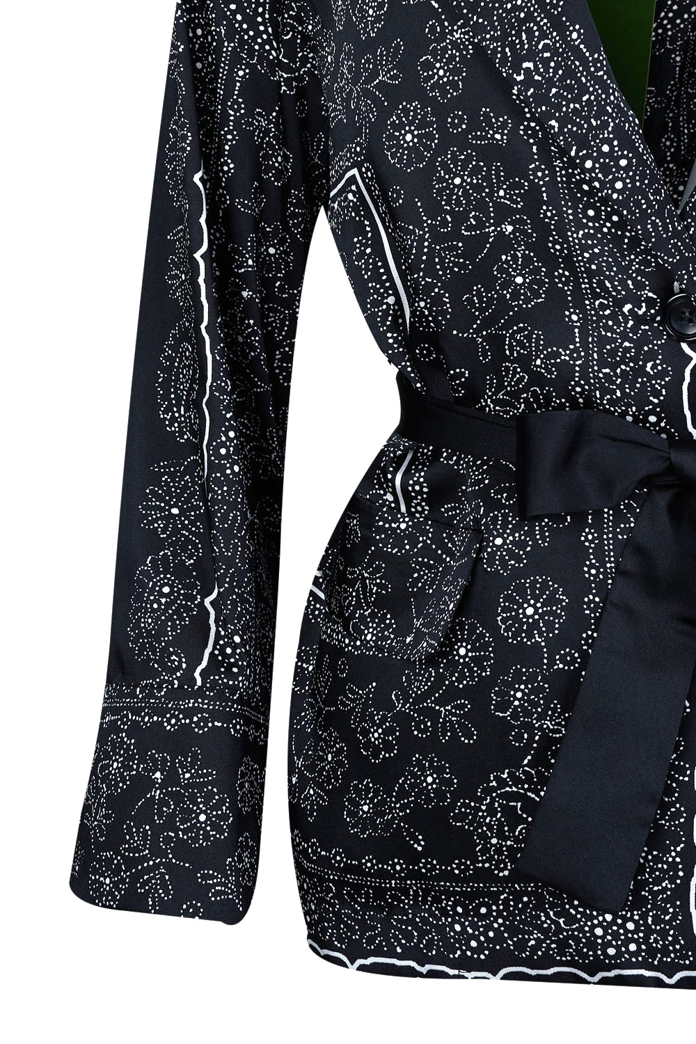 Silky “Bandana” Pattern Jacket with Waist Tie – Marella