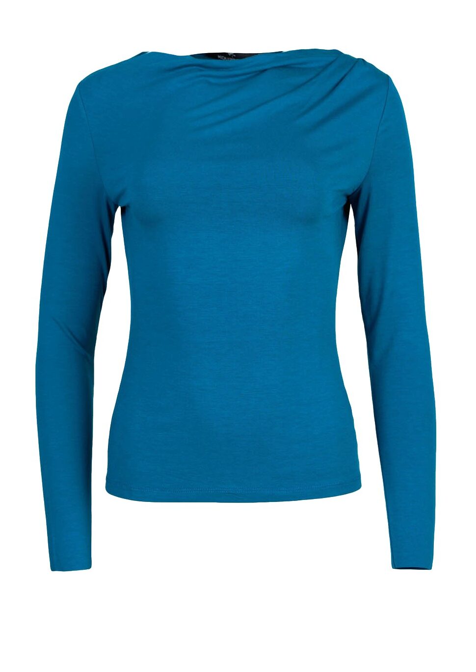 Long Sleeve T-Shirt with Front and One Shoulder Draping – Kourbela