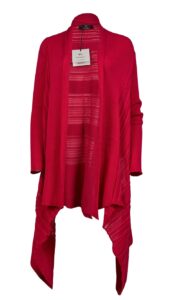 Long Asymmetric Irregular Rib Wrap - Kourbela - Raspberry, One Size