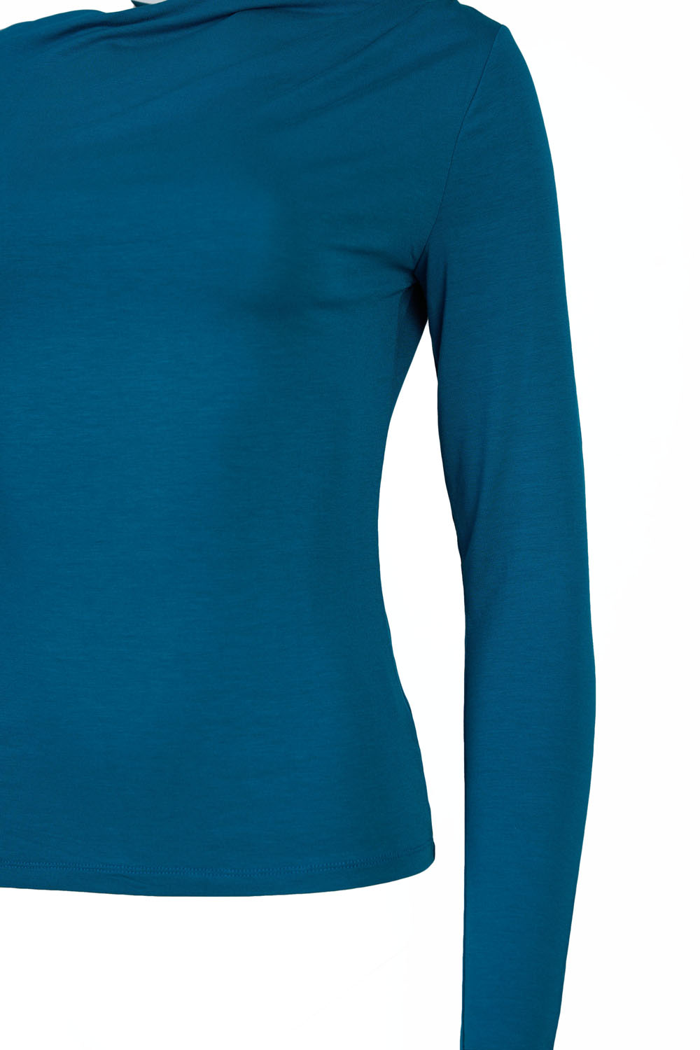 Long Sleeve T-Shirt with Front and One Shoulder Draping – Kourbela