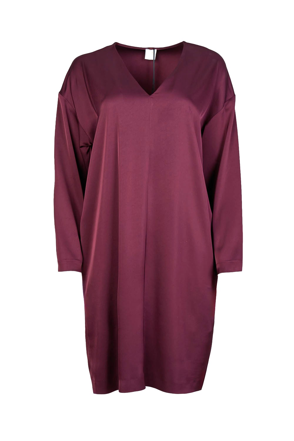 Image of V-Neck Sheeny Shift Dress with Side Pockets and Incorporated Stole – Marella