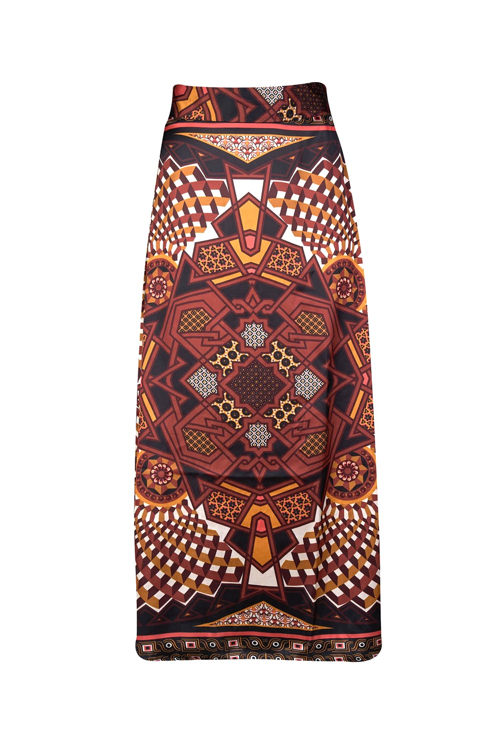 Image of Silky Maxi Large Patterned Skirt with Elasticated Back Band – An’ge