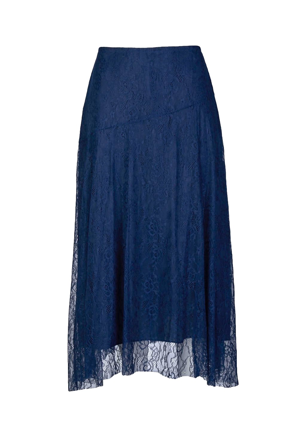Midi Skirt with Lace Overlay,Yoke and Elasticated Backband – An’ge