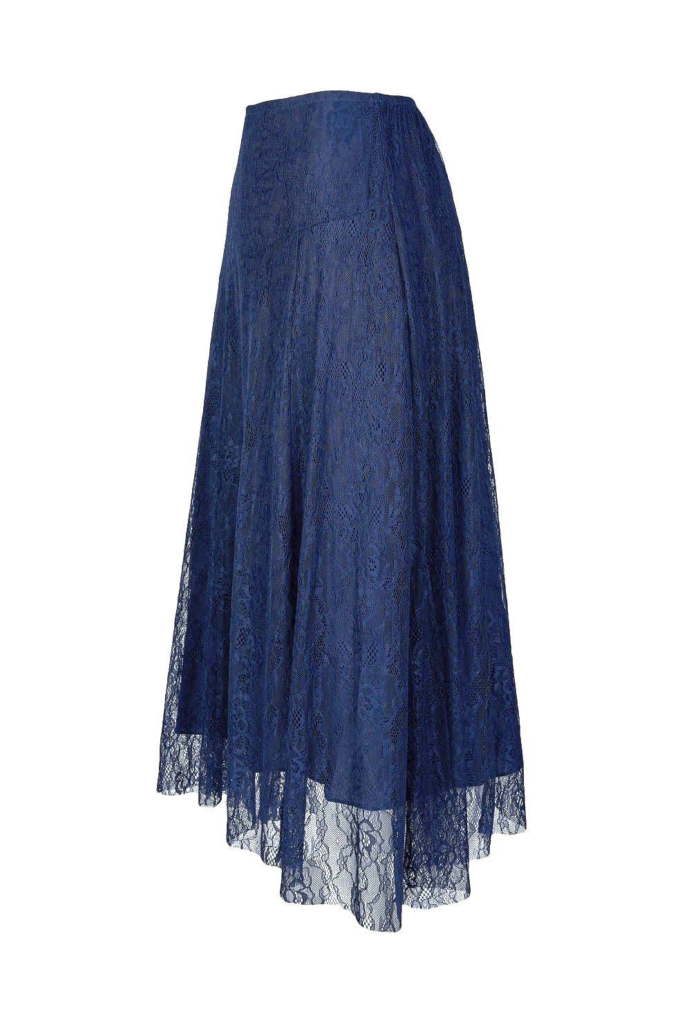 Midi Skirt with Lace Overlay,Yoke and Elasticated Backband – An’ge
