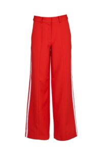 Wide Legged Trousers with Side Stripes,Pockets and Front Seam Detail - Ichi - Geranium Red, 36