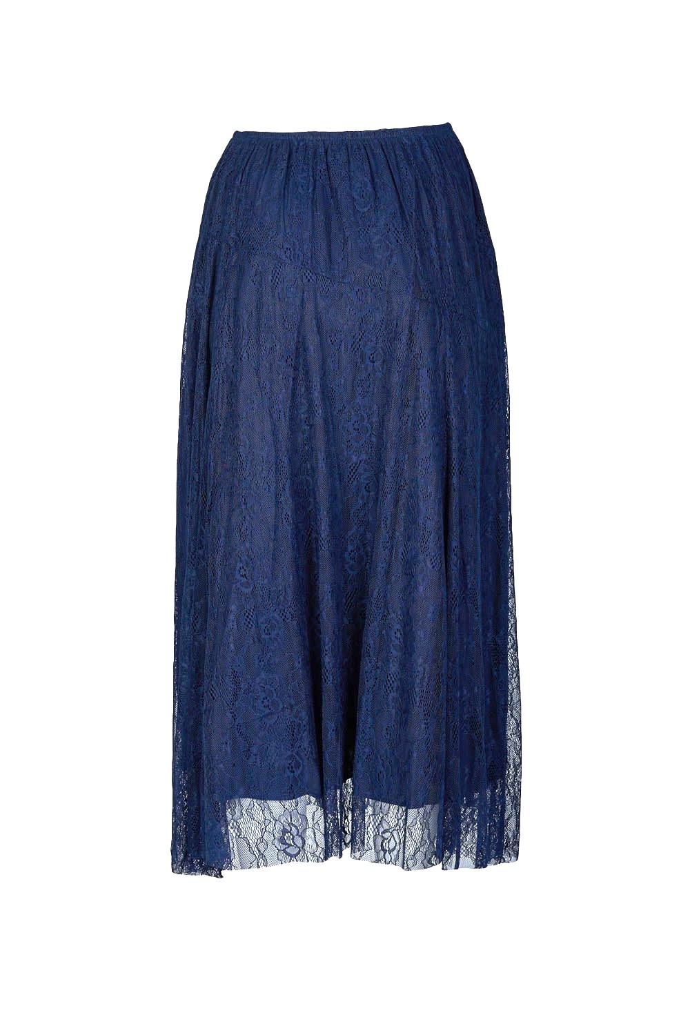 Midi Skirt with Lace Overlay,Yoke and Elasticated Backband – An’ge
