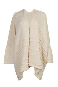 Oversized Long Wrap with 3D Details - Kourbela - Oatmeal, One Size