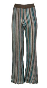 Knit Pleated Iridescent Striped Palazzo Pants - Kourbela - AUTUMN COLOURS, M