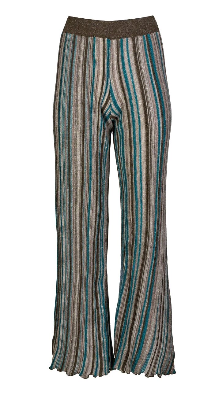 Knit Pleated Iridescent Striped Palazzo Pants – Kourbela