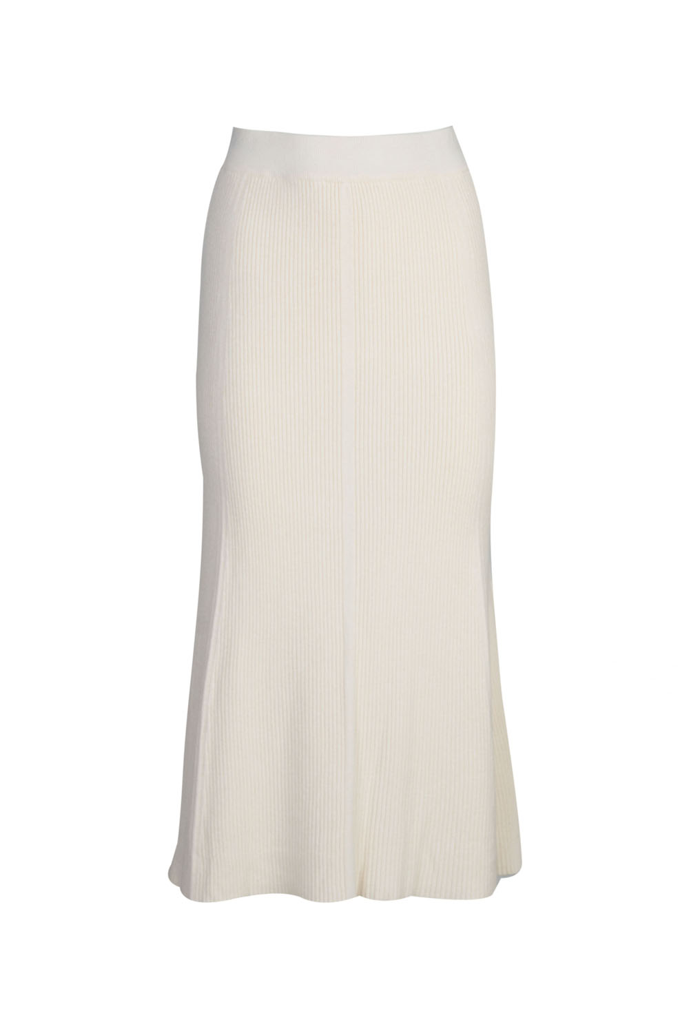 Ribbed Soft Straigth Midi Skirt with Elasticated Waistband – Sunny Studio