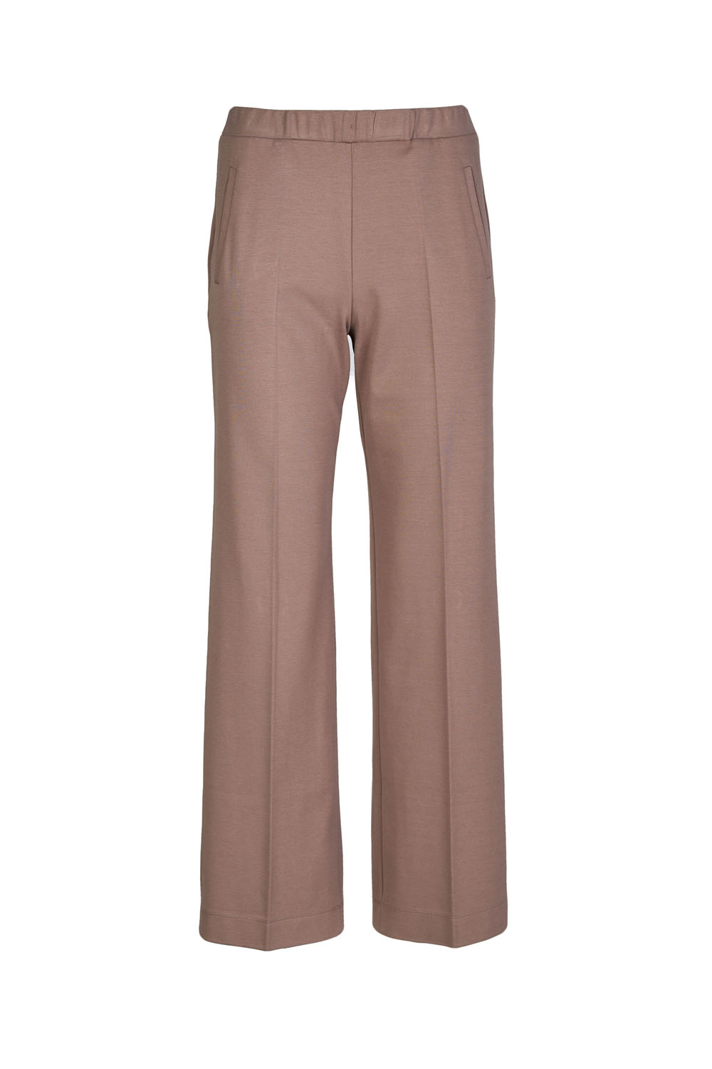 Jersey Trousers with Front Slit Pockets and Elasticated Waist-Maria Bellentani