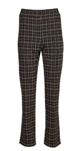 Stretchy Small Checked Trousers with Elasticated Waistband - Elena Miro - Navy/Beige/Tan, M(IT46-IT48)