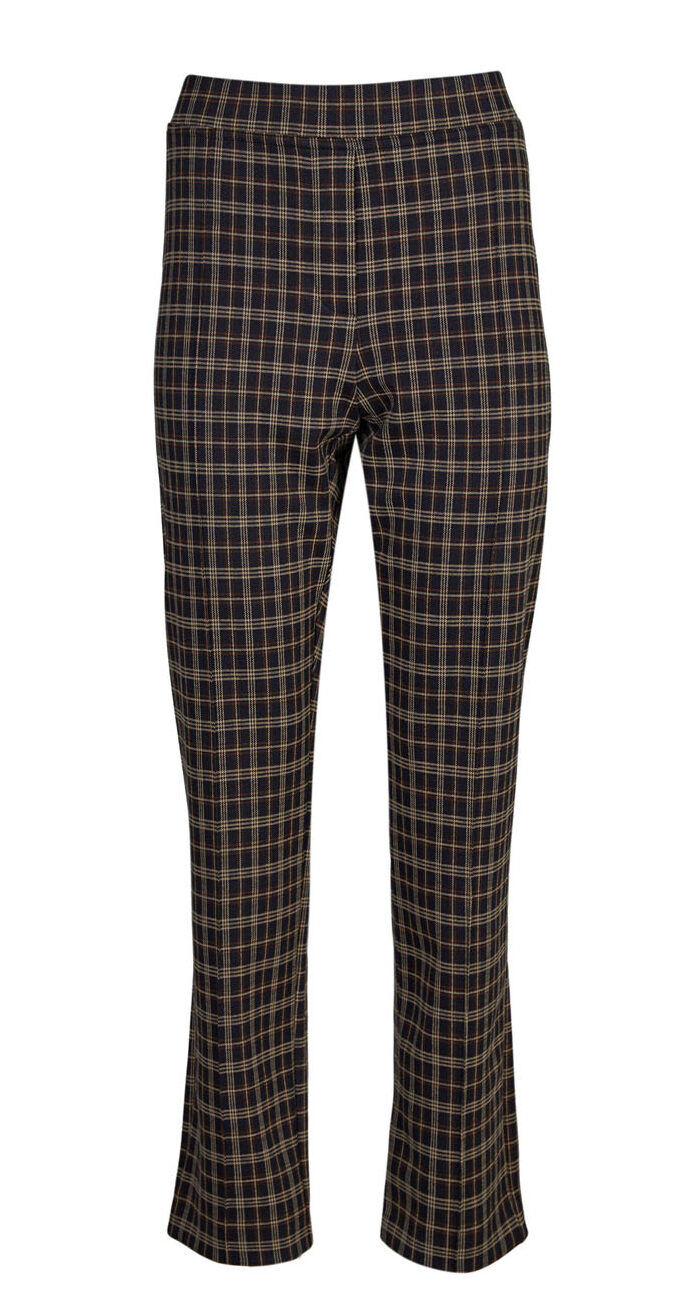 Stretchy Small Checked Trousers with Elasticated Waistband – Elena Miro