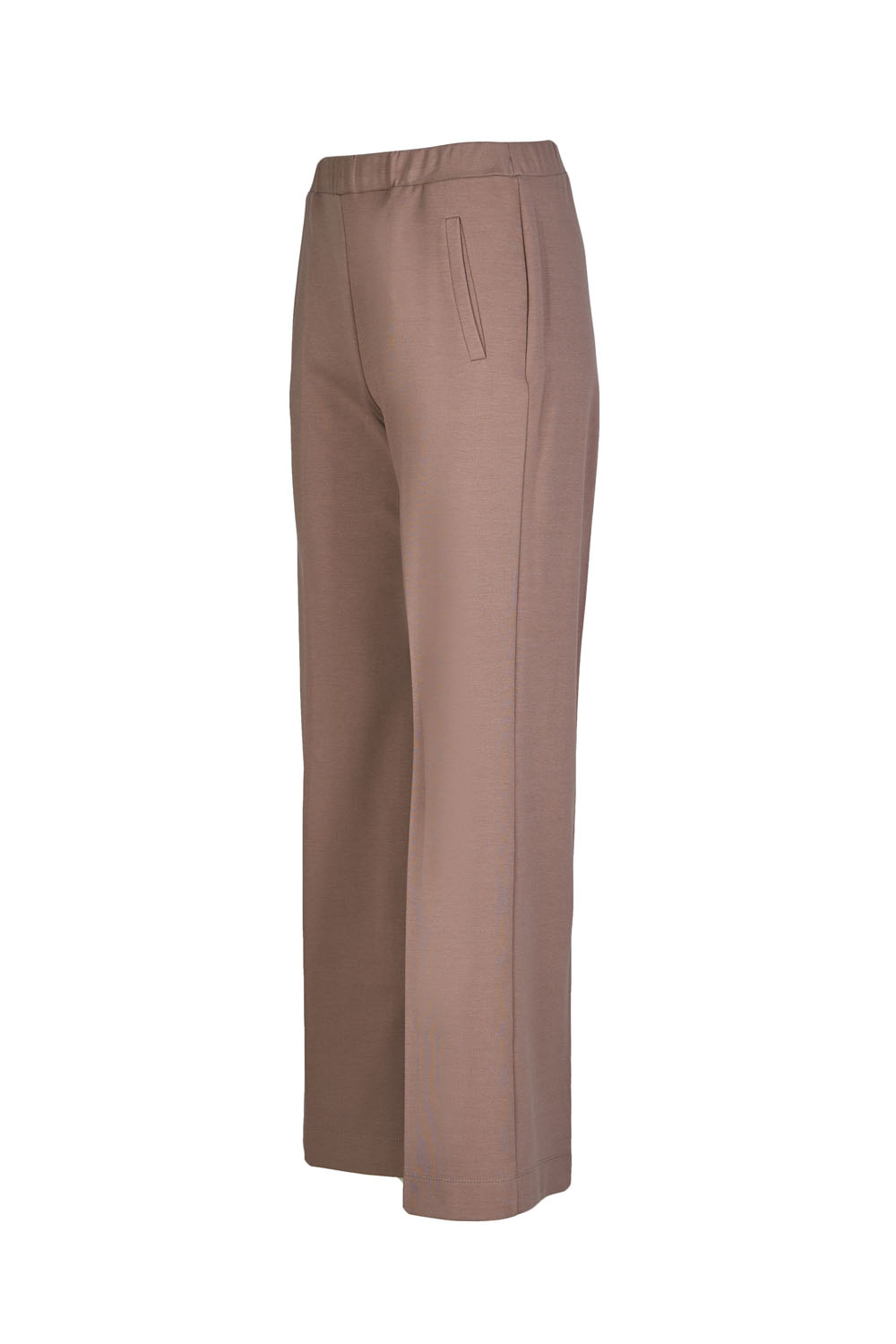 Jersey Trousers with Front Slit Pockets and Elasticated Waist-Maria Bellentani
