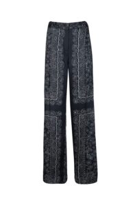 Wide Legged Silky "Bandana" Trousers with Front Pleats - Marella - Black/White, IT 42