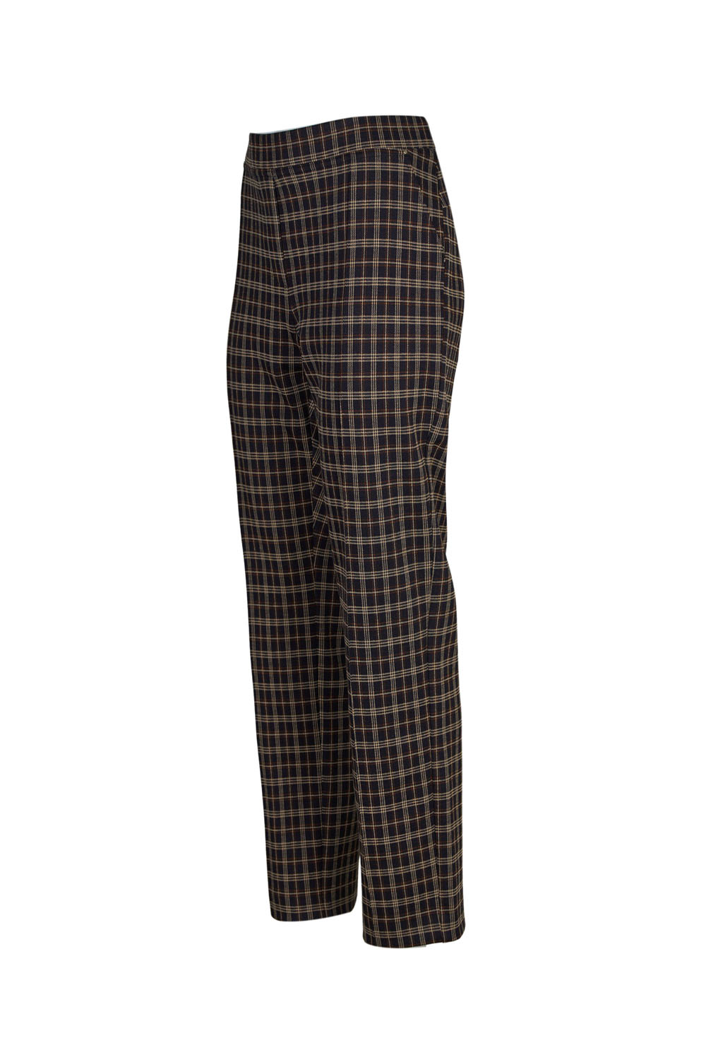 Stretchy Small Checked Trousers with Elasticated Waistband – Elena Miro