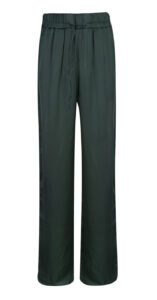 Silky Drawstring Palazzo Pants - Kourbela - Dark Pine, L
