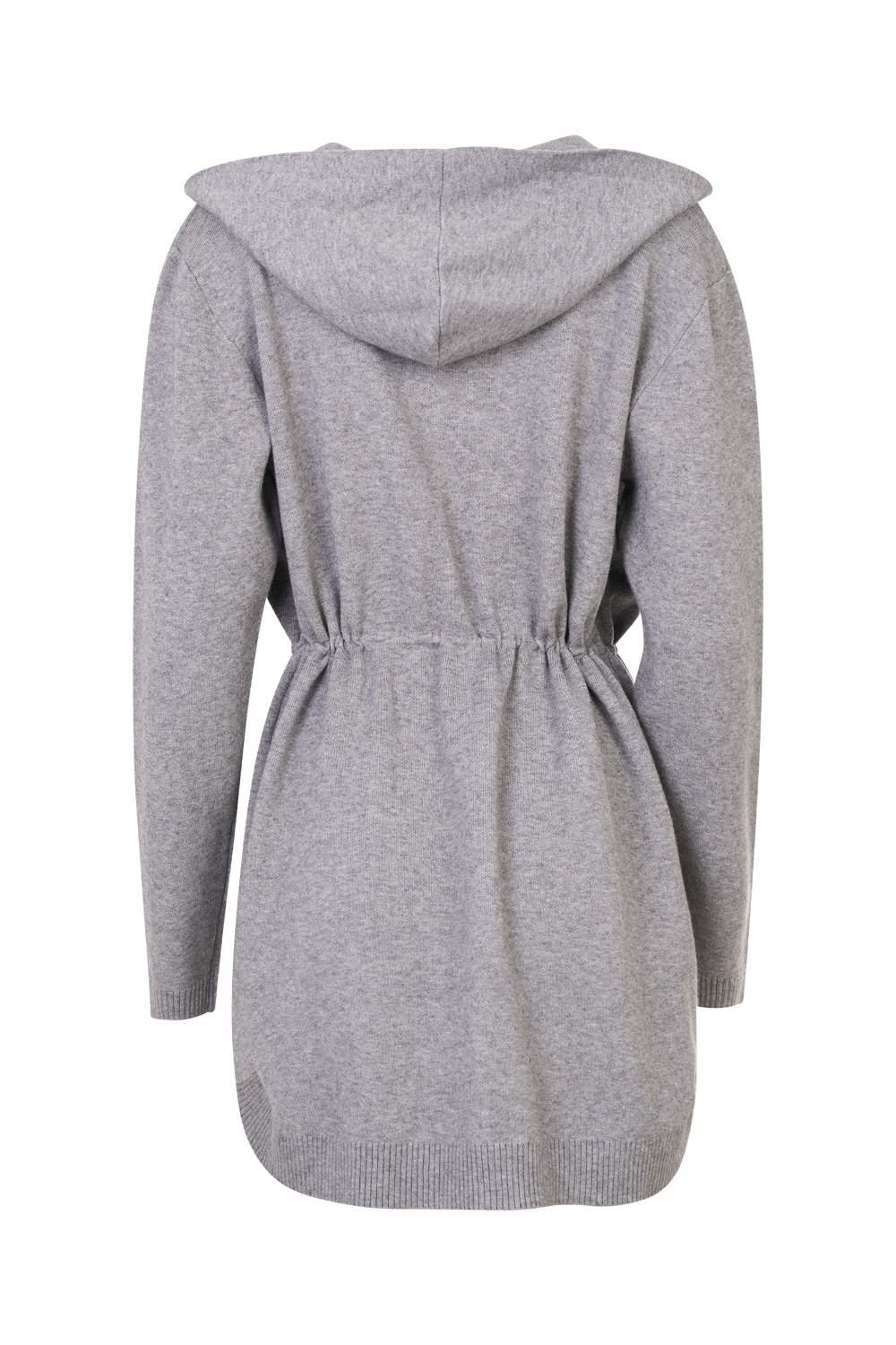 Hooded Coatigan with Drawstring Waist Detail and Front Pockets- ICHI