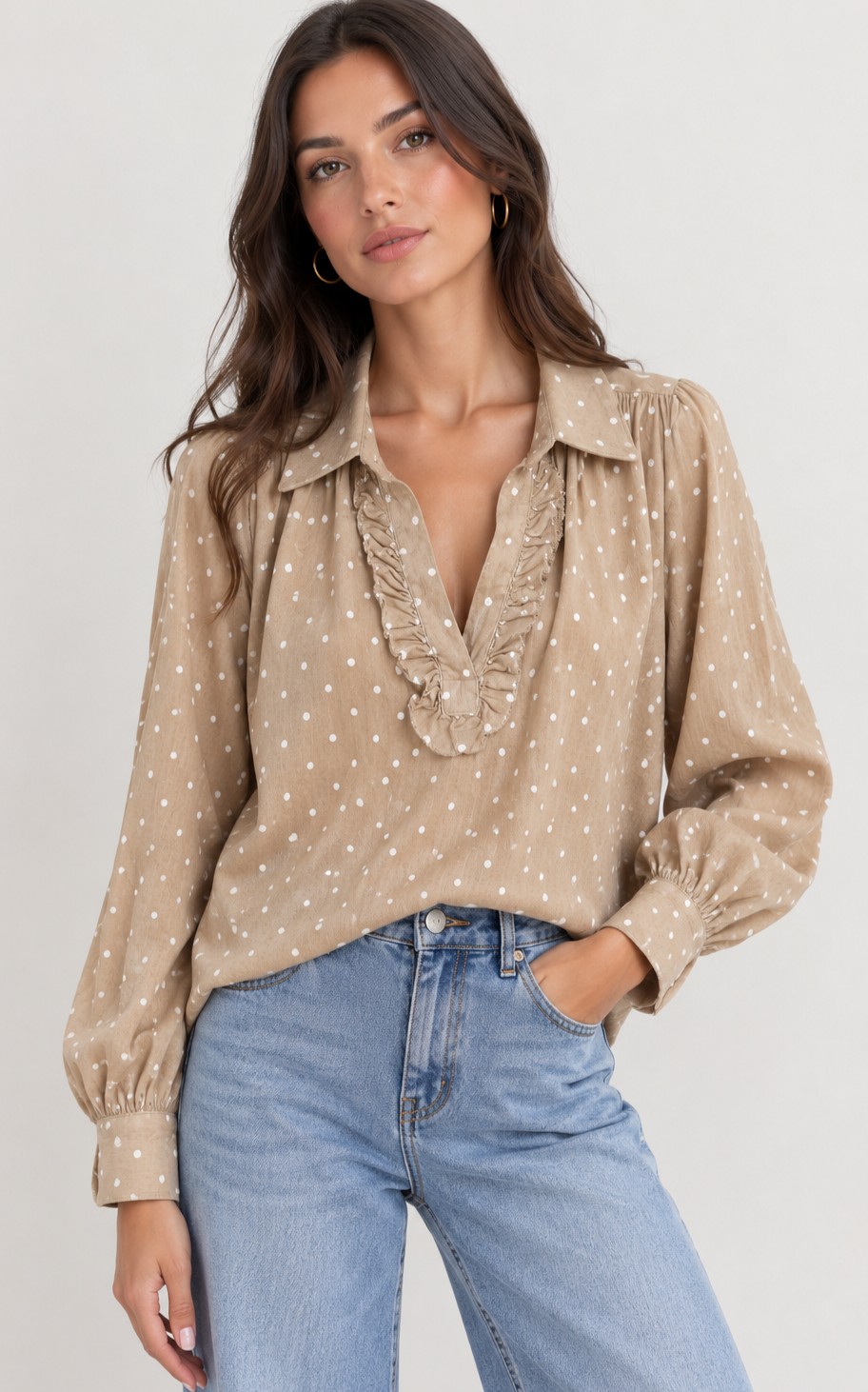 Needlecord Polka Dot Folk Blouse – Sunny Studio