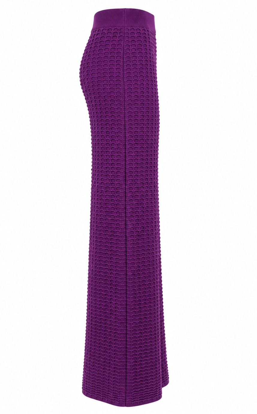 Chevron Knit Trousers with Elasticated Waistband -Kourbela