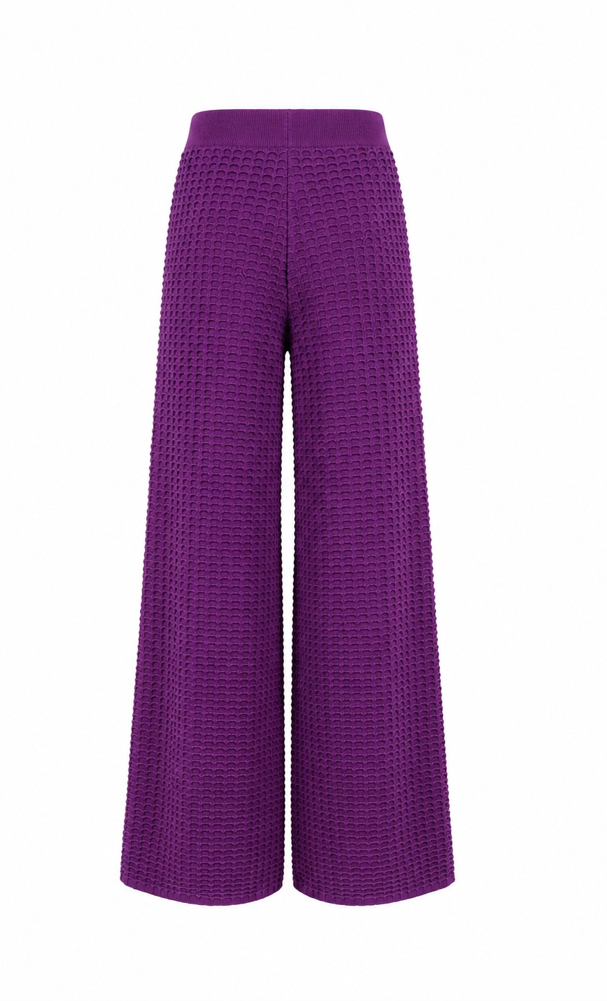 Chevron Knit Trousers with Elasticated Waistband -Kourbela